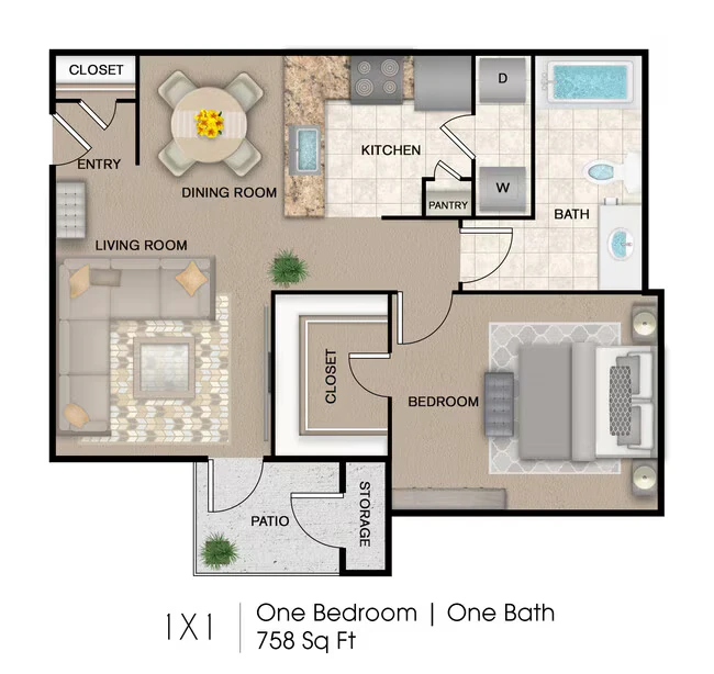 1 Bedroom 11-1121 floor plan